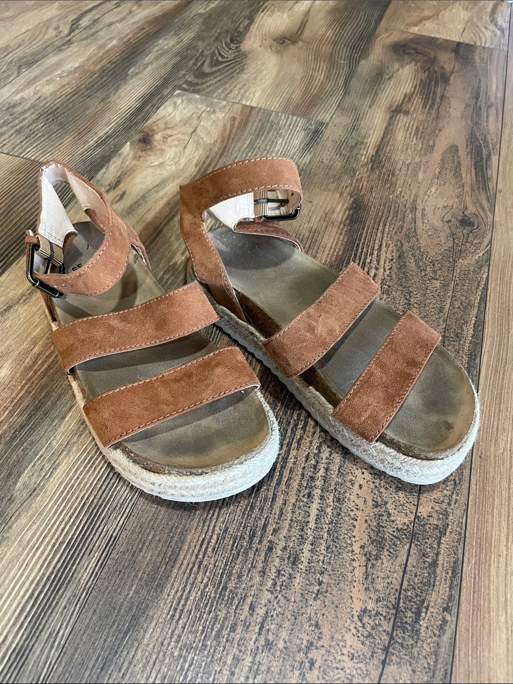 Kids Brown Suede Platform Sandals